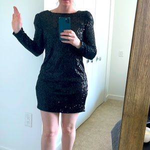 Black sequin mini dress